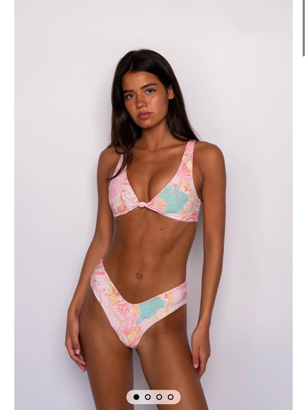 Skatie High-Waist Pink Floral Map Print Bikini Set - Picture 2 of 2